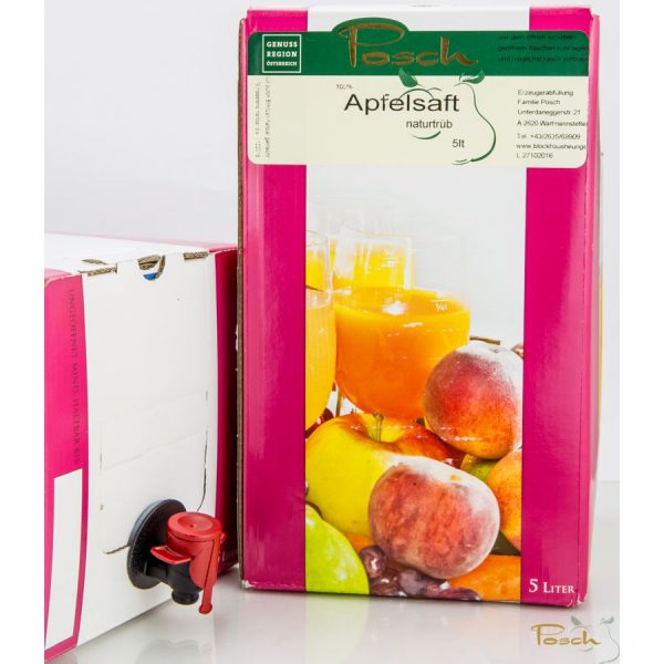 Apfelsaft naturtrüb in der praktischen 5 Liter "Bag-in-Box"